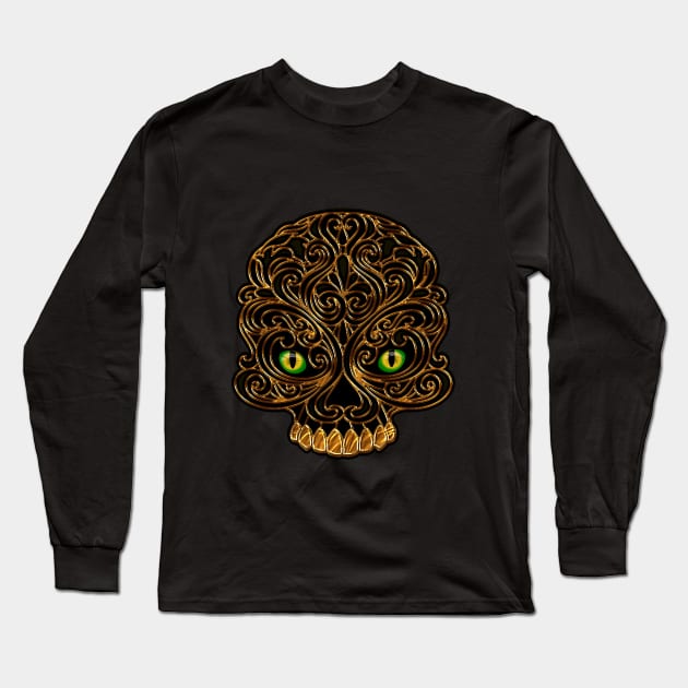 skull green eyes Long Sleeve T-Shirt by KHMISSA ART